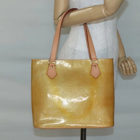 LOUIS VUITTON Monogram Vernis Houston Hand Bag Beige M91004 LV Auth BA5537 - Picture 1 of 16